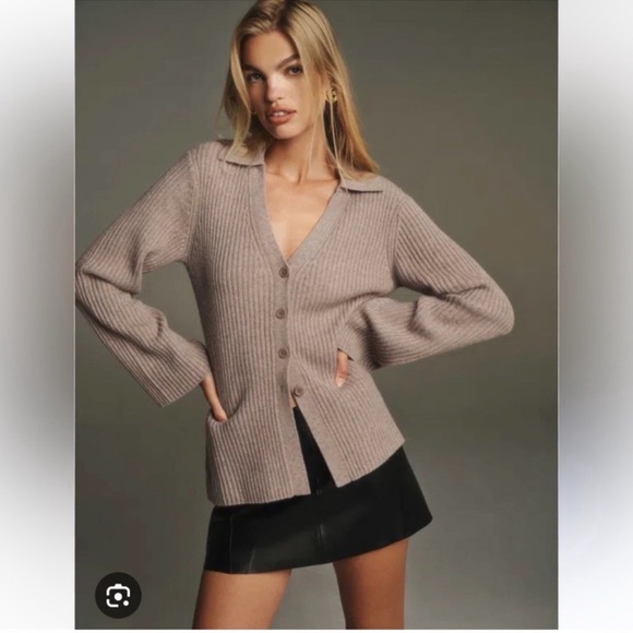 Reformation Sweaters - REFORMATION Taupe Shea Knit Cardigan | S